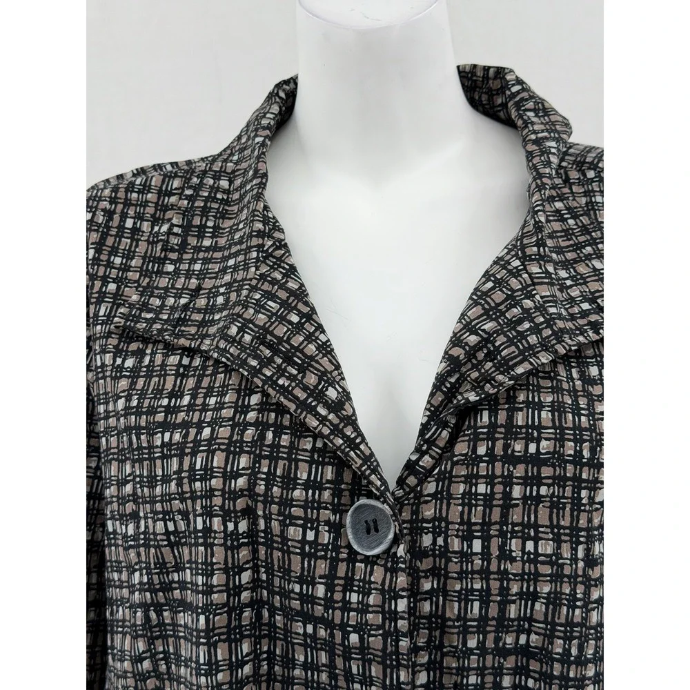 Habitat Jacket Womens XXL Black Abstract Check Lagenlook Artsy Stretch Relaxed